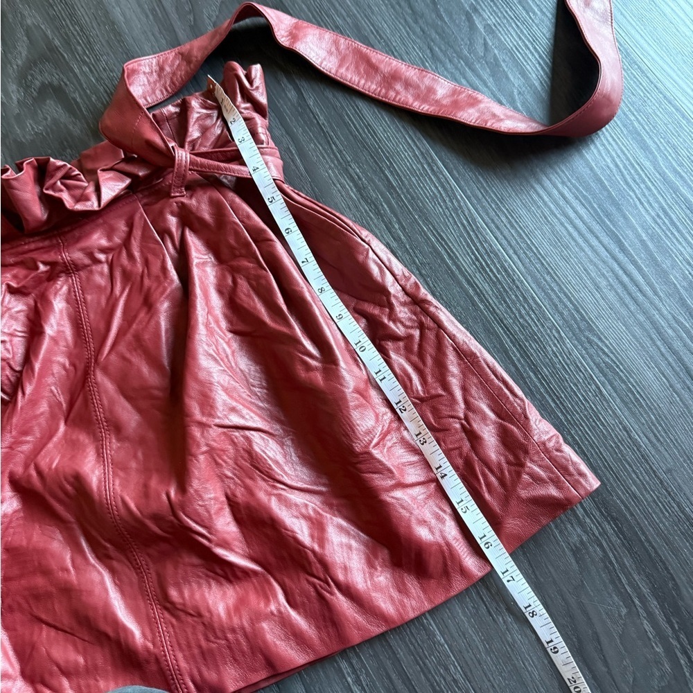 Alice + Olivia Deep Red Faux Leather Mini Skirt - Picture 8 of 8